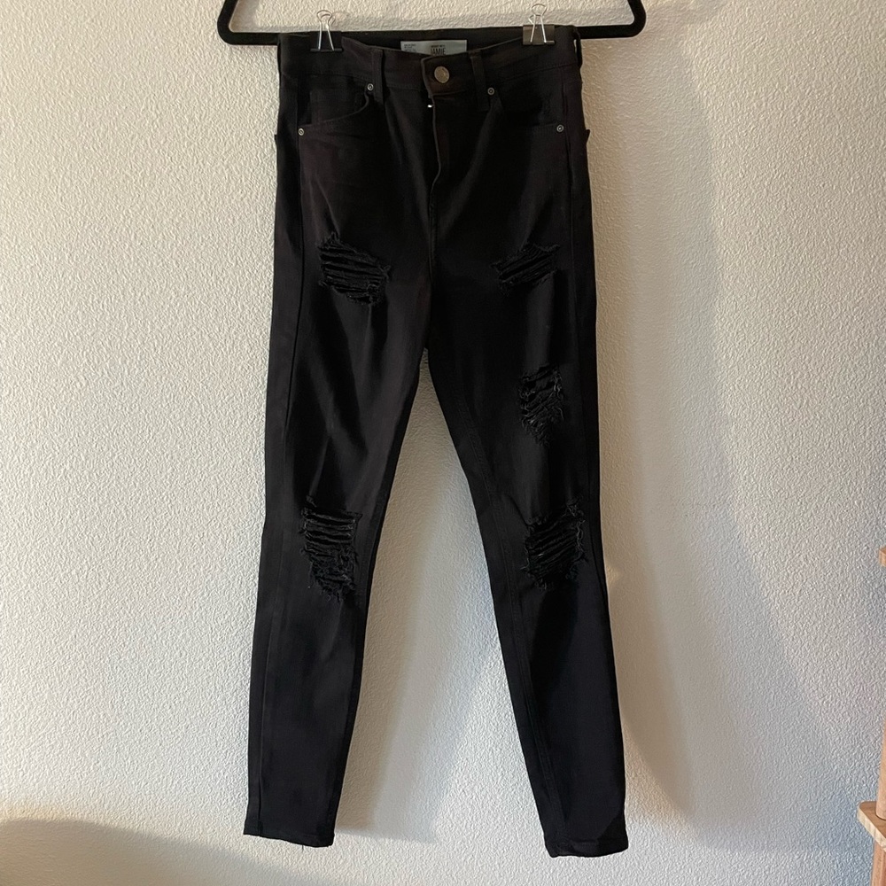 Topshop Black Distressed Jamie Skinny Jeans Size 26 LIKE NEW